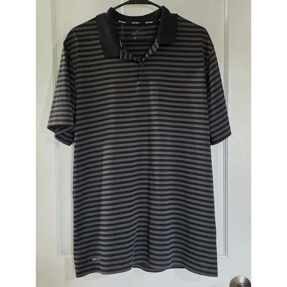 Nike Other - Nike Golf Dri-FIT Polo Shirt Mens XL Black Grey Striped Short Sleeve 891853-010